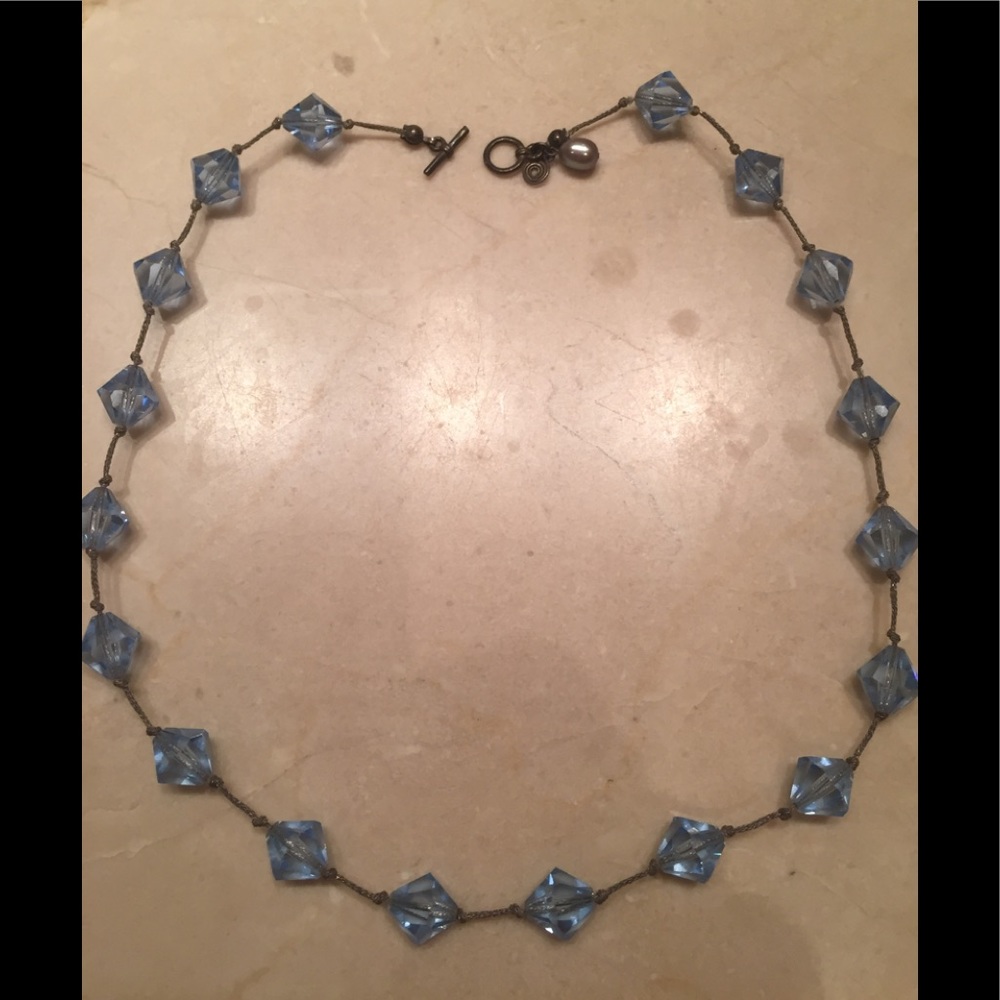 Handmade Blue Antique Swarovski Crystal Necklace - Picture 3 of 4